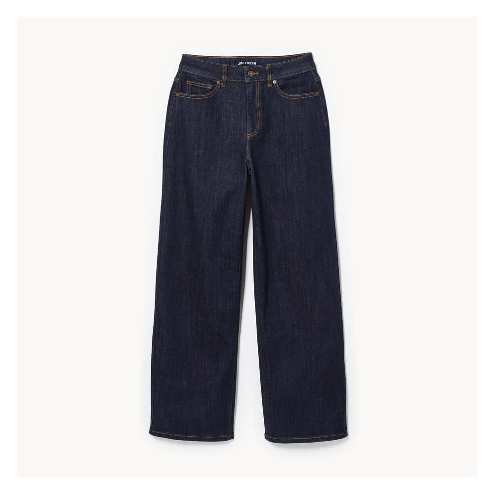 【AAKE】DOZ WASHING WIDE DENIM Joe Fresh Women's Dark Wash Wide Leg Cuffed Jean - 1 ea